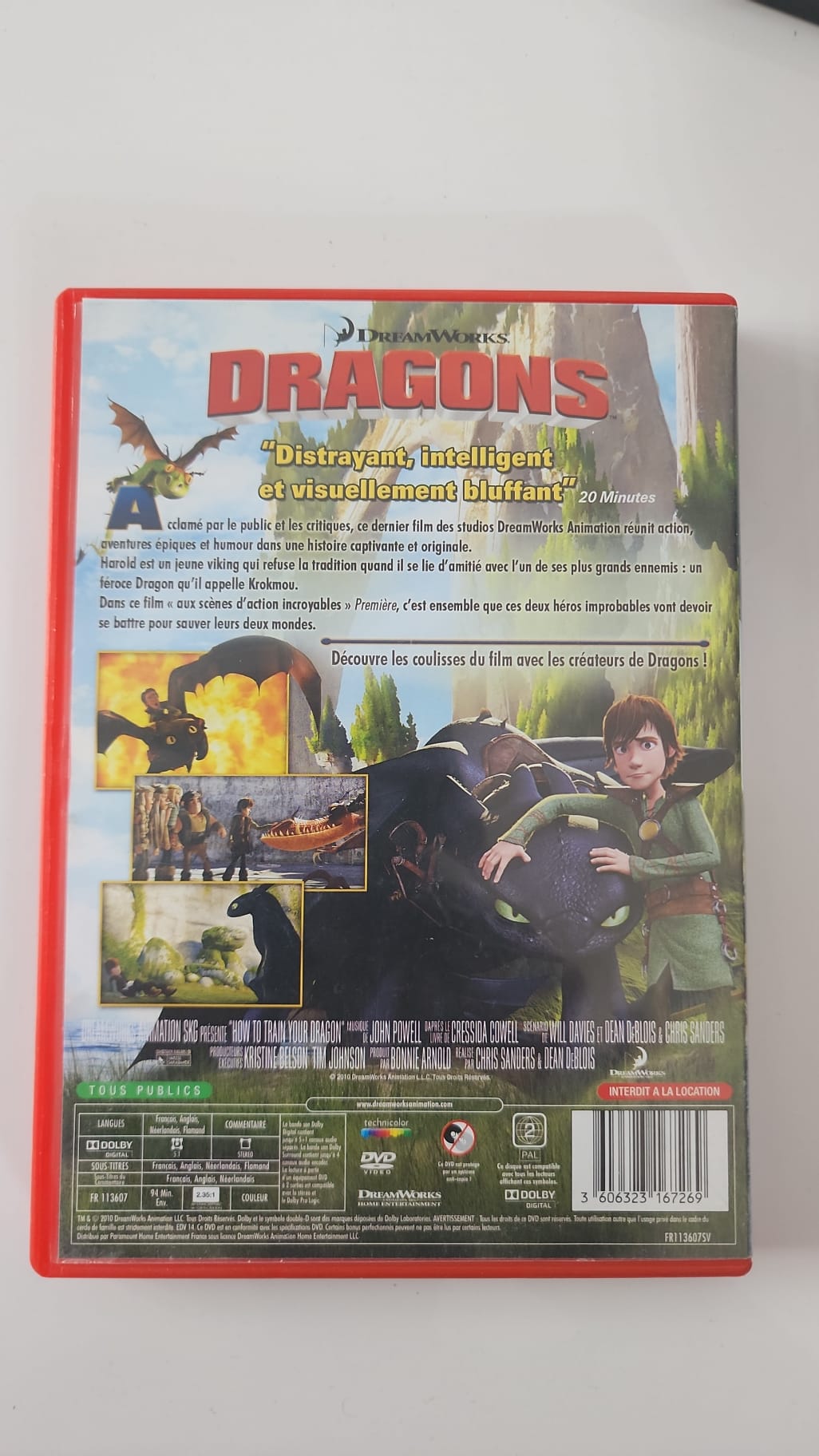 Dragons DreamWorks DVD - Pochette arrière