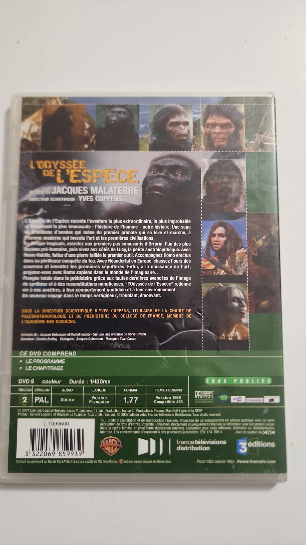 DVD L'Odyssée de l'Espèce – Verso