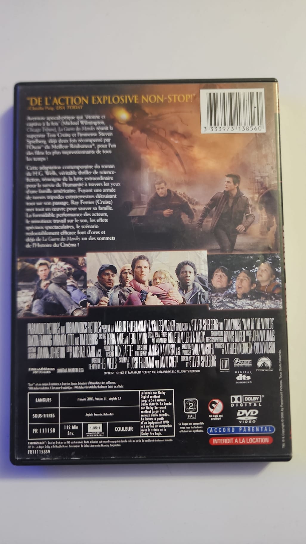 DVD La Guerre des Mondes – Verso