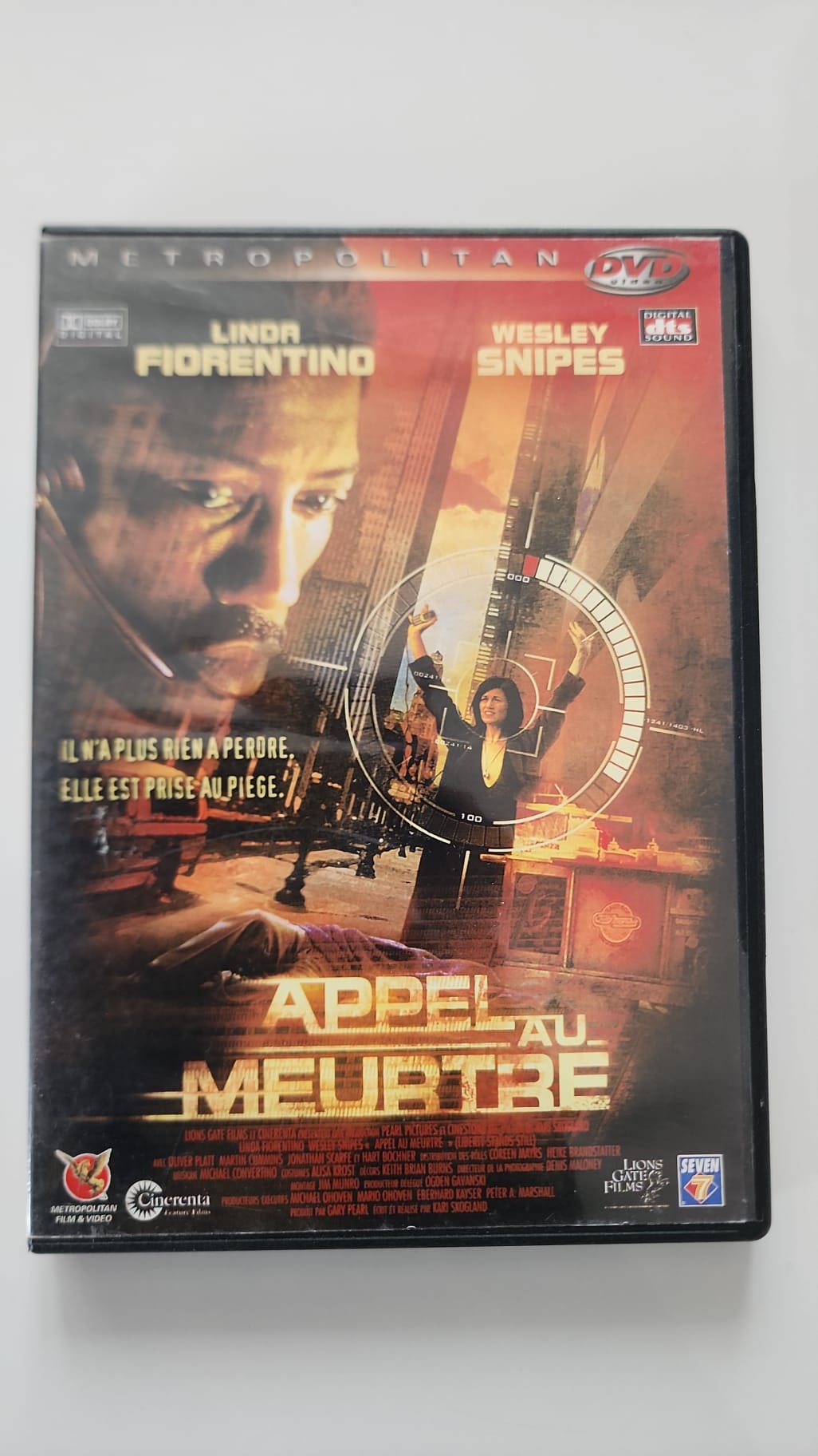 Appel au Meurtre DVD - Couverture avant avec Wesley Snipes et Linda Fiorentino