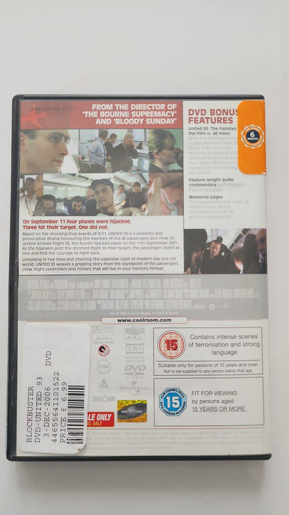 United 93 DVD - Dos de la boîte avec synopsis et bonus