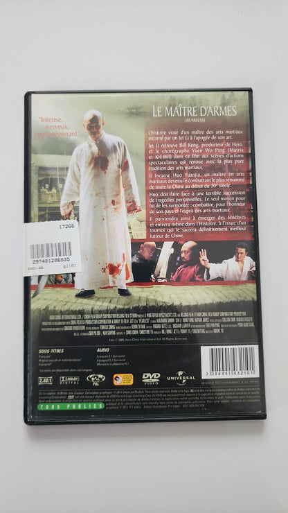Le Maître d'Armes Fearless DVD - Dos de la boîte avec synopsis et caractéristiques