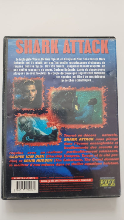 Shark Attack DVD - Dos de la boîte avec synopsis et Ernie Hudson