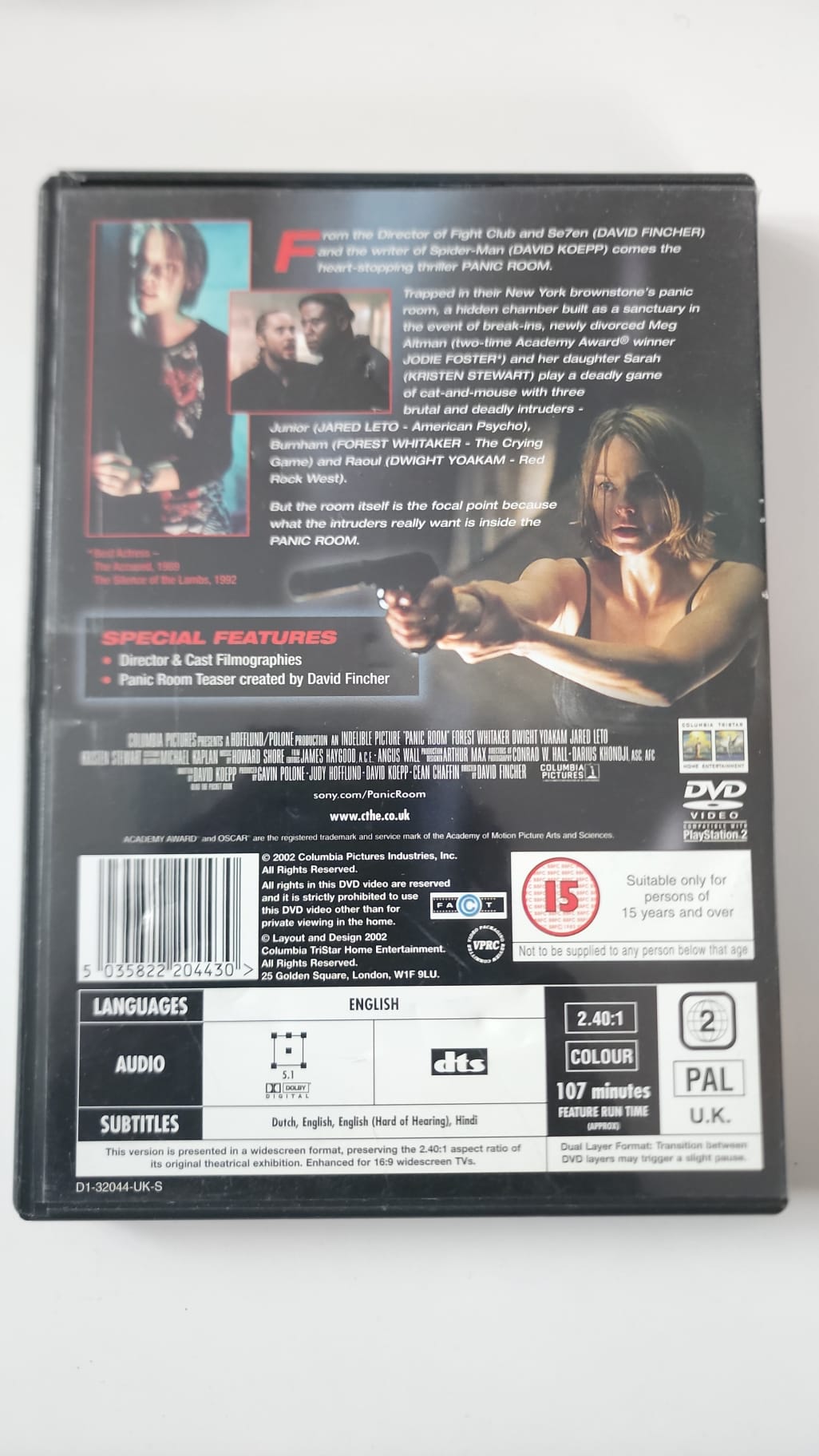 Panic Room DVD - Verso
