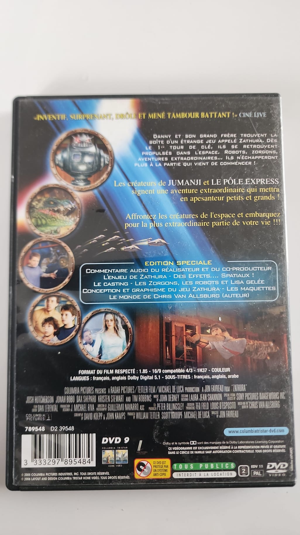 Zathura Une Aventure Spatiale DVD - Verso