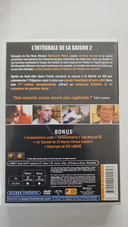 Prison Break Saison 2 DVD - Coffret 6 DVD verso - Bonus et caractéristiques