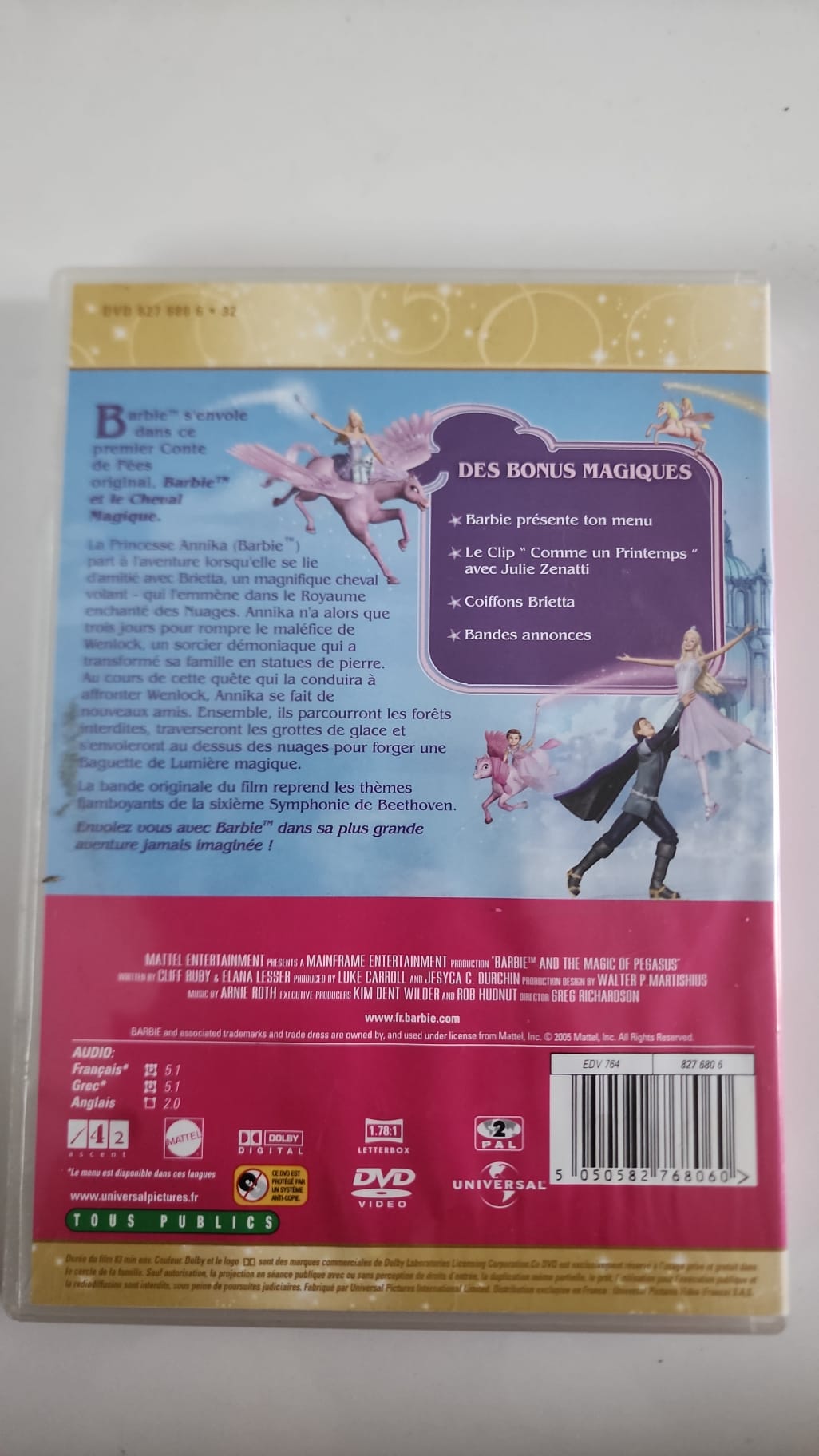 Barbie et le Cheval Magique DVD - Pochette arrière avec bonus