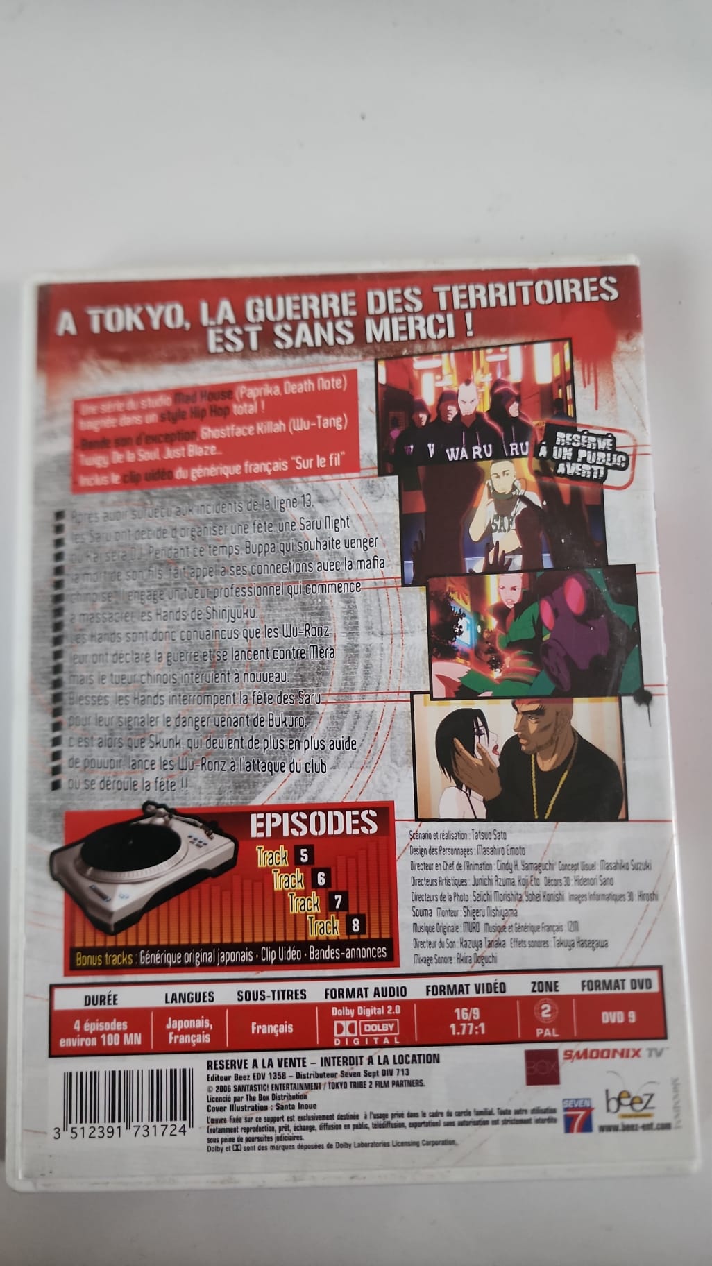 Tokyo Tribe 2 Volume 2 DVD - Pochette arrière avec épisodes et bonus
