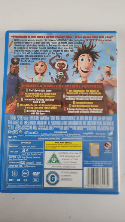 Cloudy with a Chance of Meatballs DVD - Pochette arrière avec bonus