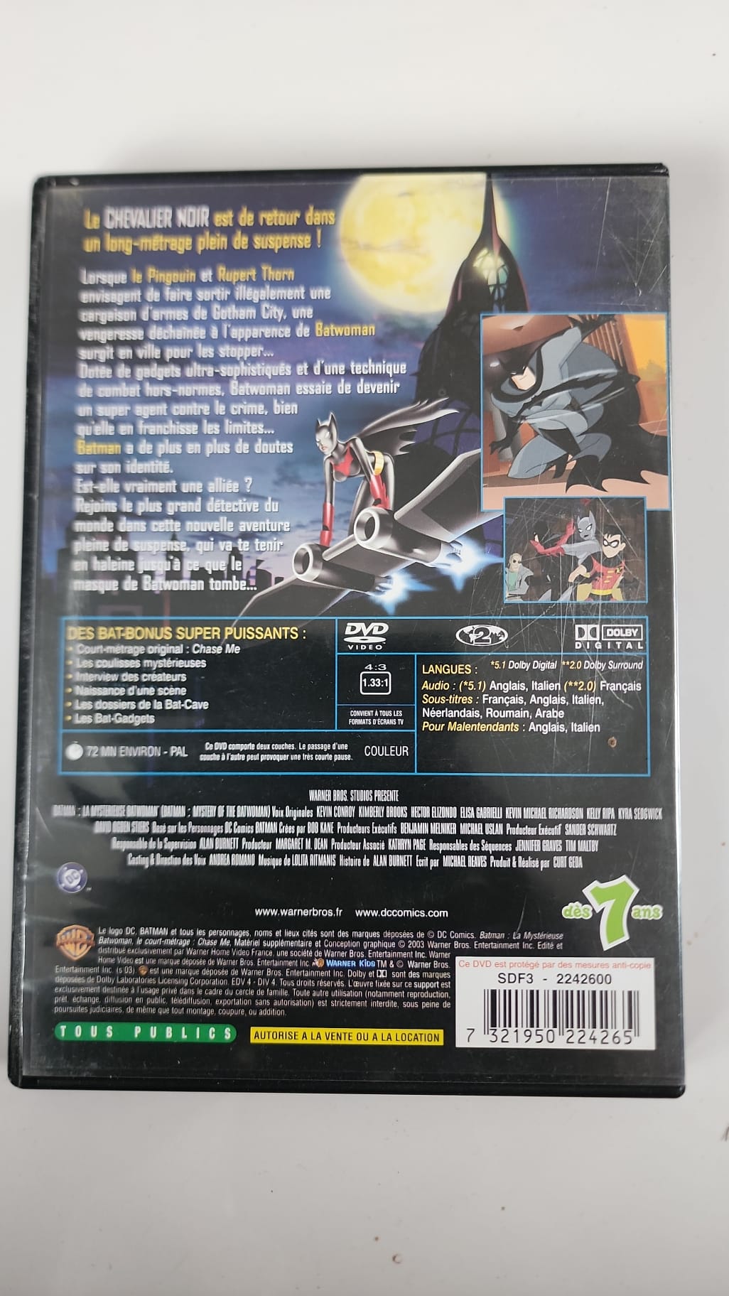 Batman Batwoman DVD - Pochette arrière synopsis bonus Bat-Cave Pingouin