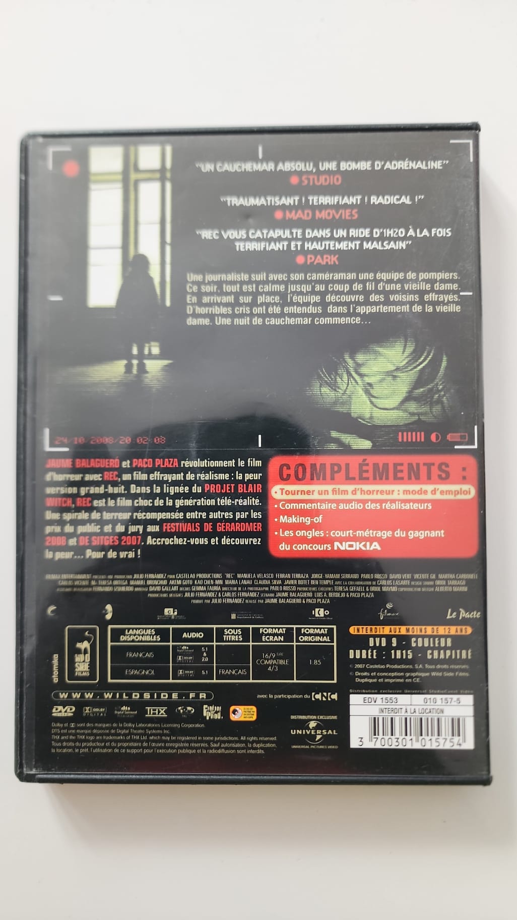 [REC] – DVD | Film d’Horreur | Jaume Balagueró & Paco Plaza | Wild Side Vidéo