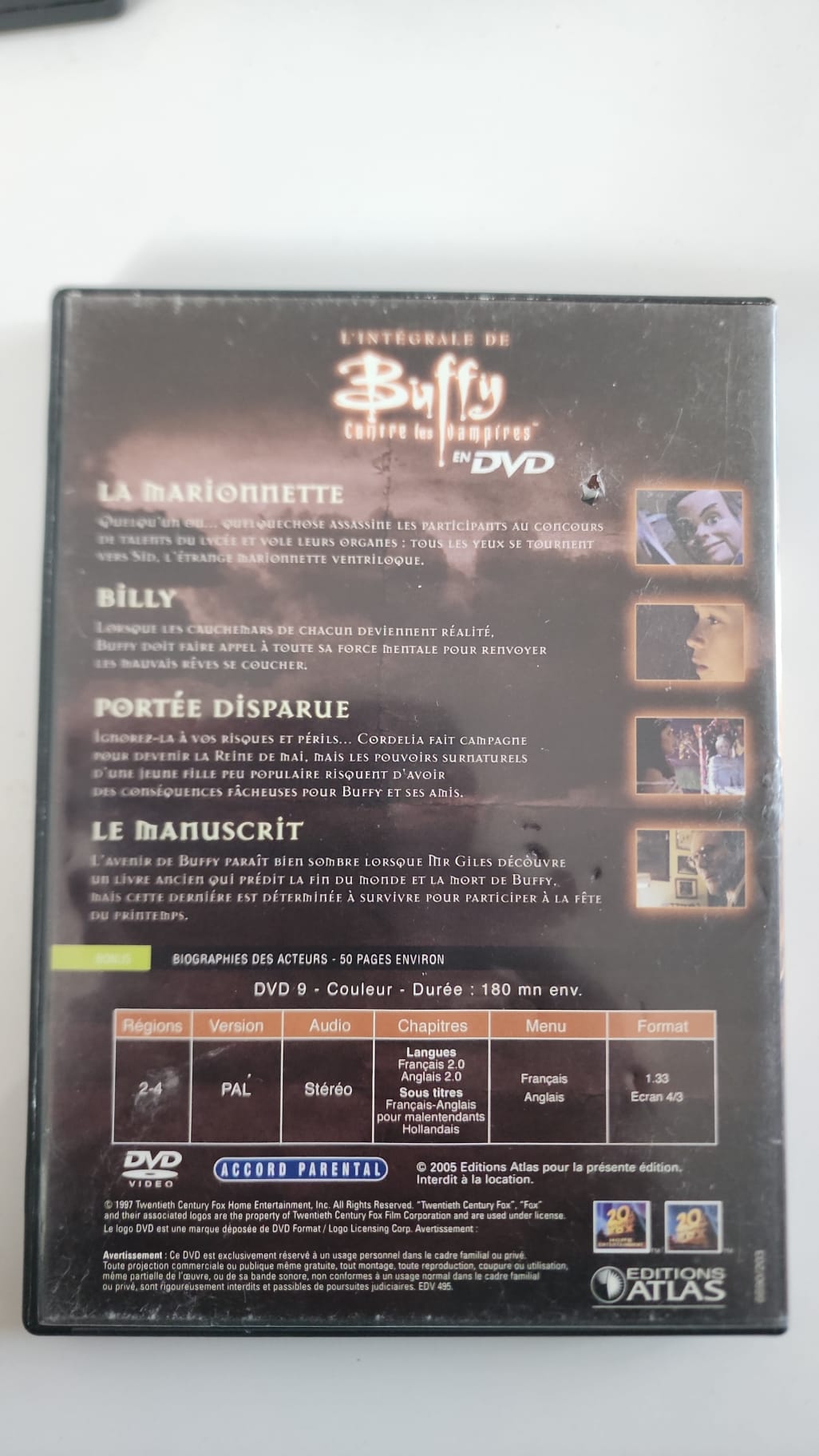 Buffy contre les Vampires – Intégrale Saison 1 – DVD 3 (Ep. 9 à 12) | Éditions Atlas • 20th Century Fox