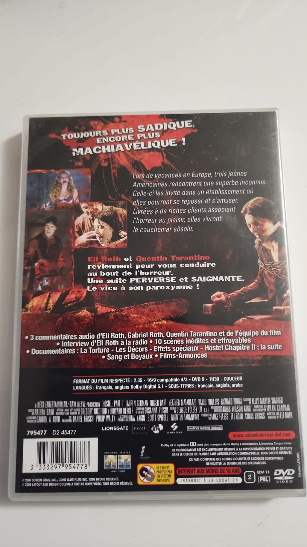 《人皮客栈2》DVD – 伊莱·罗斯、昆汀·塔伦蒂诺 – 恐怖片 – 法语/原声 PAL制式
