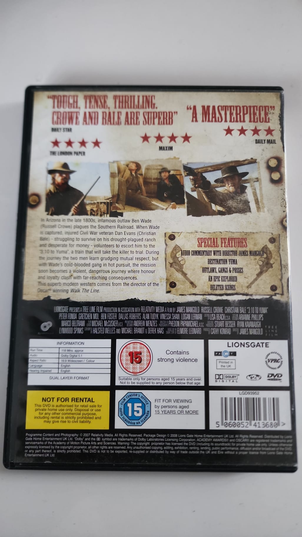 3:10 to Yuma – DVD – Russell Crowe & Christian Bale – Lionsgate UK