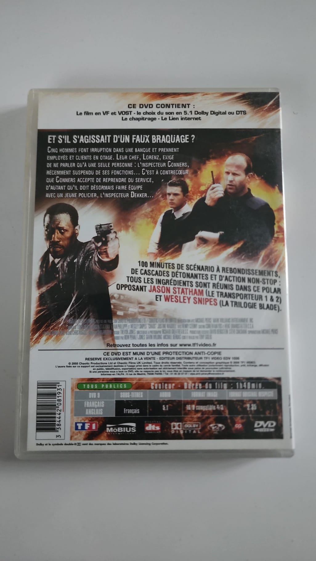 Chaos – DVD TF1 Vidéo – Jason Statham et Wesley Snipes