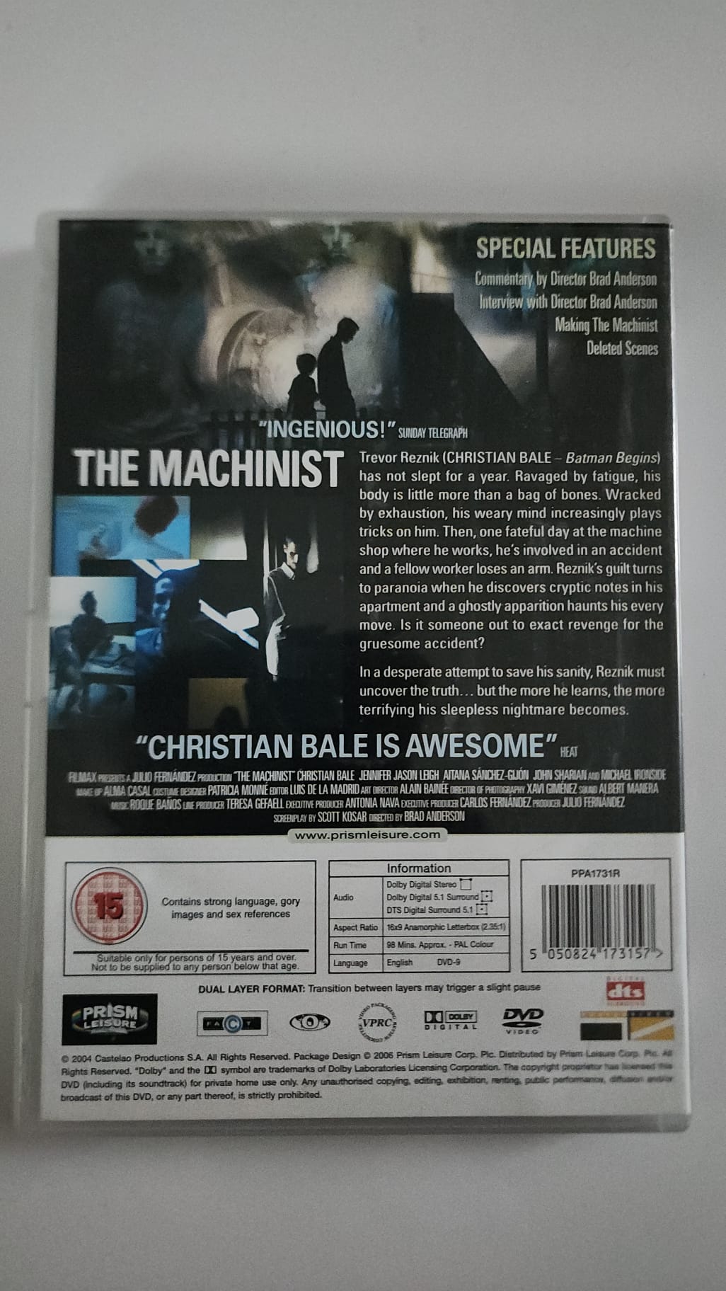 The Machinist – DVD Prism Leisure UK – Christian Bale
