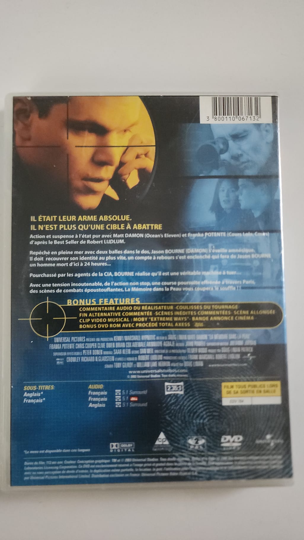La Mémoire dans la peau – DVD Universal – Matt Damon