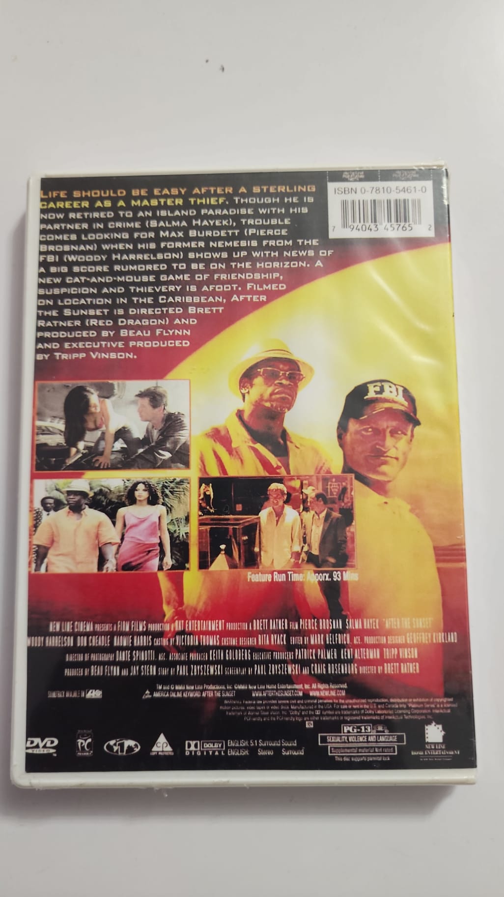 After the Sunset DVD import – dos de la jaquette