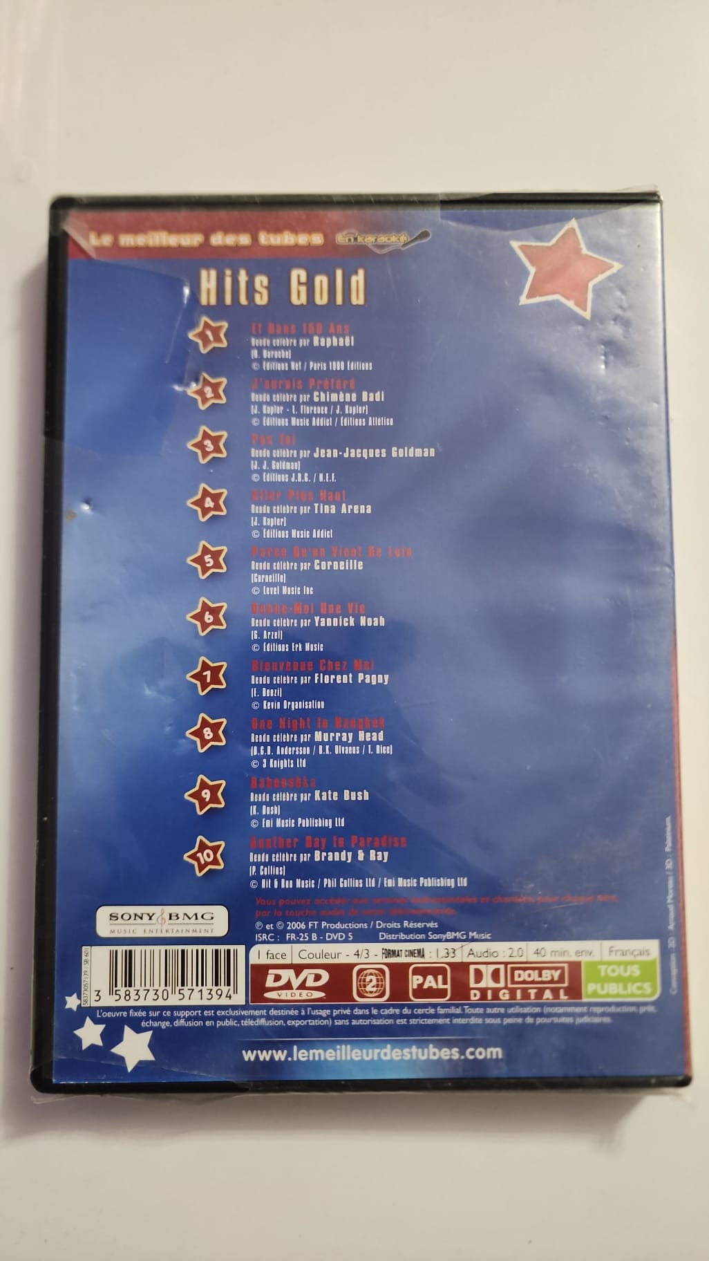 Hits Gold – Le meilleur des tubes – DVD karaoké 10 titres – Neuf