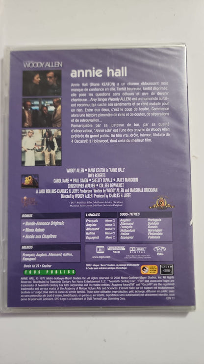 Annie Hall DVD – dos de la jaquette – caractéristiques et langues