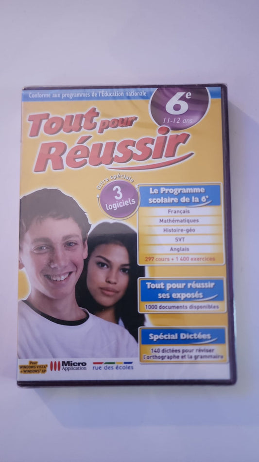 Tout pour Réussir 6e Micro Application, face avant du coffret 3 logiciels