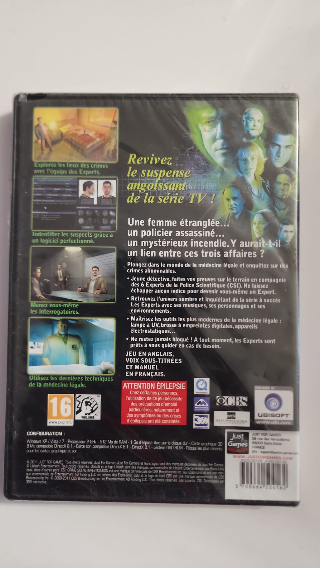 《犯罪现场调查》PC DVD-ROM 警匪侦探游戏 育碧 Just For Gamers 法语版