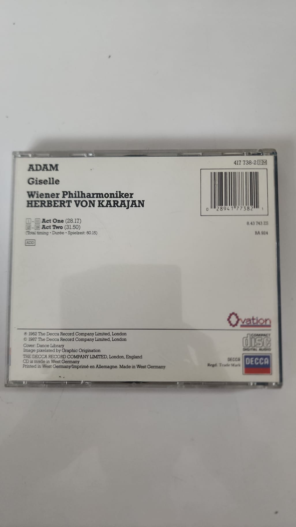 Adam – Giselle – Karajan, Wiener Philharmoniker – CD Decca