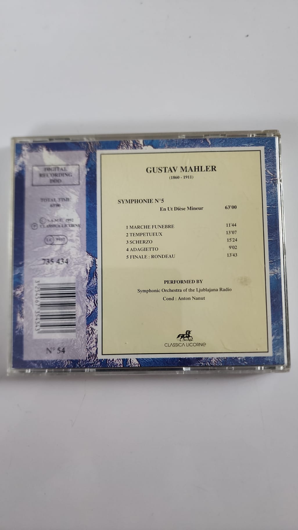 Mahler – Symphonie n° 5 – Anton Nanut – CD Classica Licorne