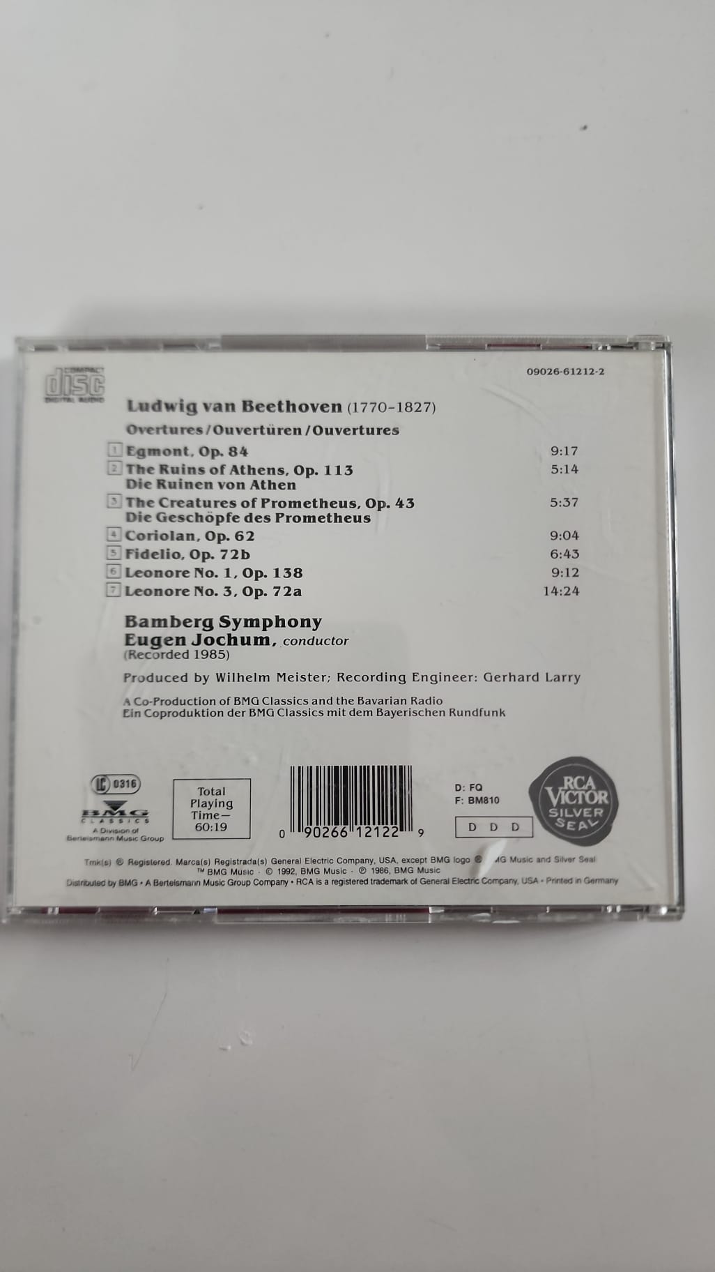 Beethoven – Ouvertures – Eugen Jochum, Bamberg Symphony – CD RCA Victor
