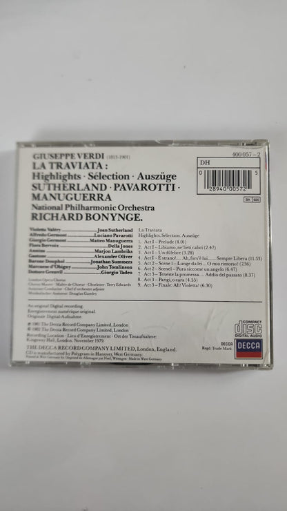 Verdi – La Traviata, sélection – Sutherland, Pavarotti, Bonynge – CD Decca