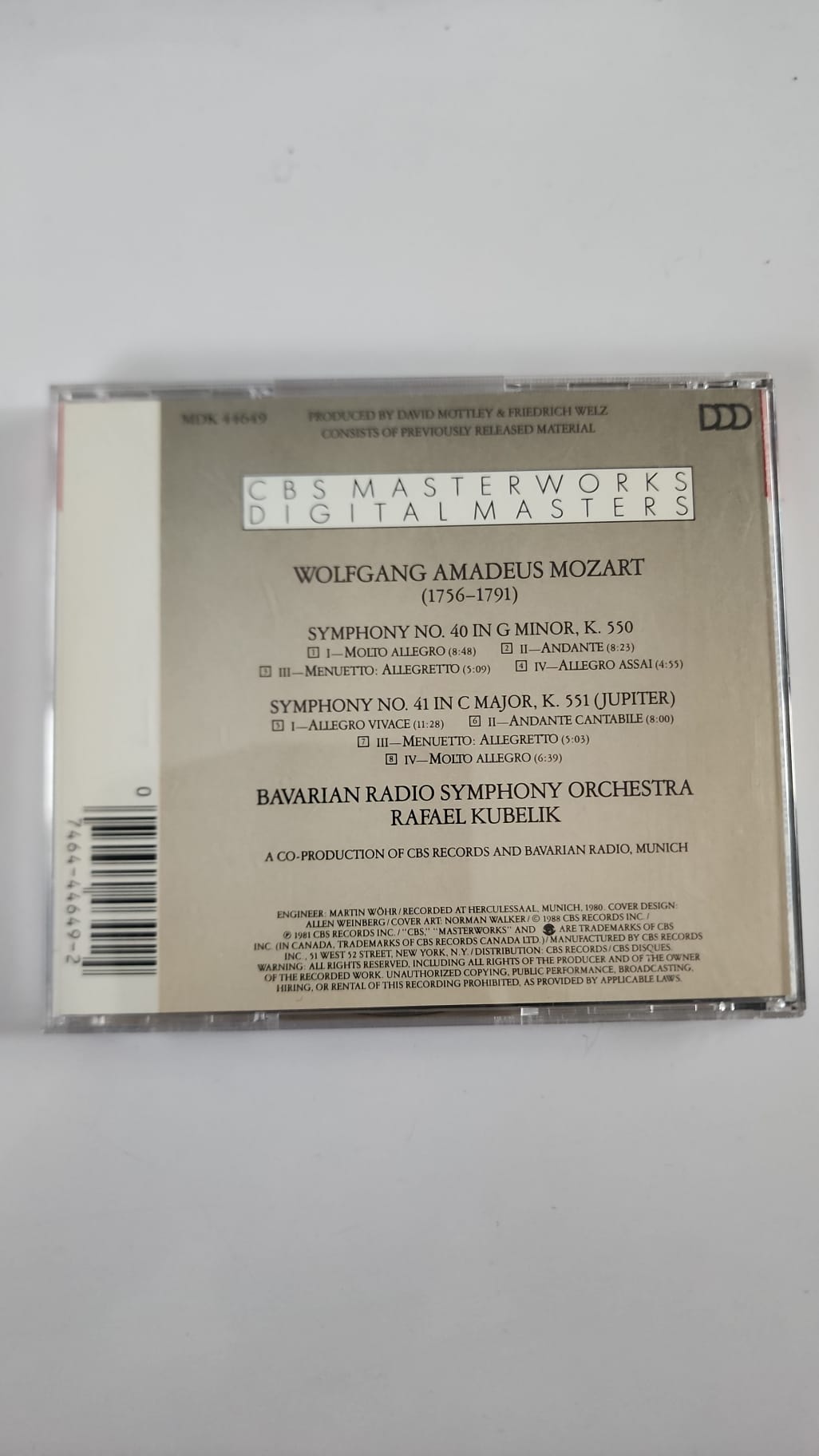 Mozart – Sinfonías n.º 40 y n.º 41 «Júpiter» CD Clásico Kubelík Completo
