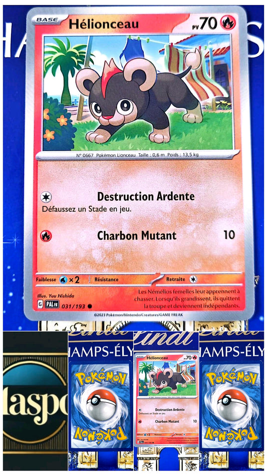 Carte Pokémon Hélionceau – PV 70 – Attaques Charbon Mutant & Destruction Ardente