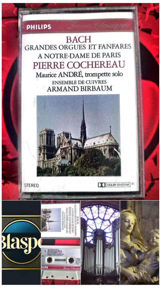 Cassette Audio Bach – Grandes Orgues et Fanfares à Notre-Dame de Paris – Pierre Cochereau – Philips cassette audio