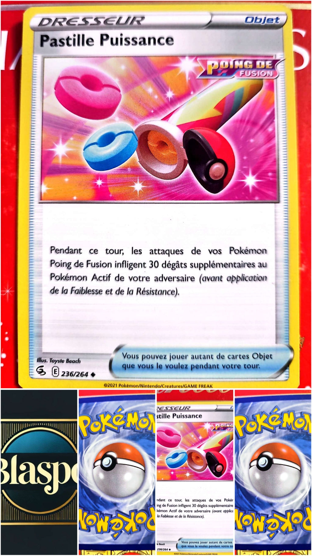 Carte Dresseur Pokémon Pastille Puissance 236/264 – Épée et Bouclier – Carte Officielle Française carte pokemon