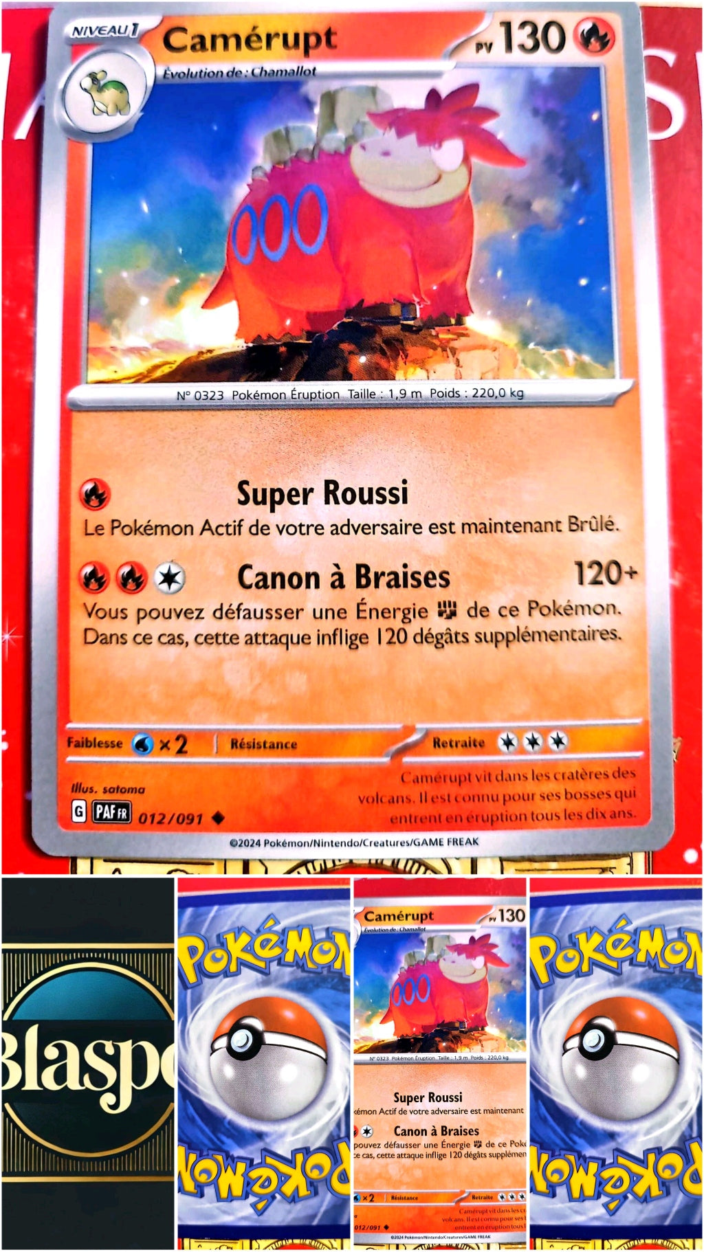 Carte Pokémon Camérupt 012/091 – Écarlate et Violet – Carte Officielle Française carte pokemon