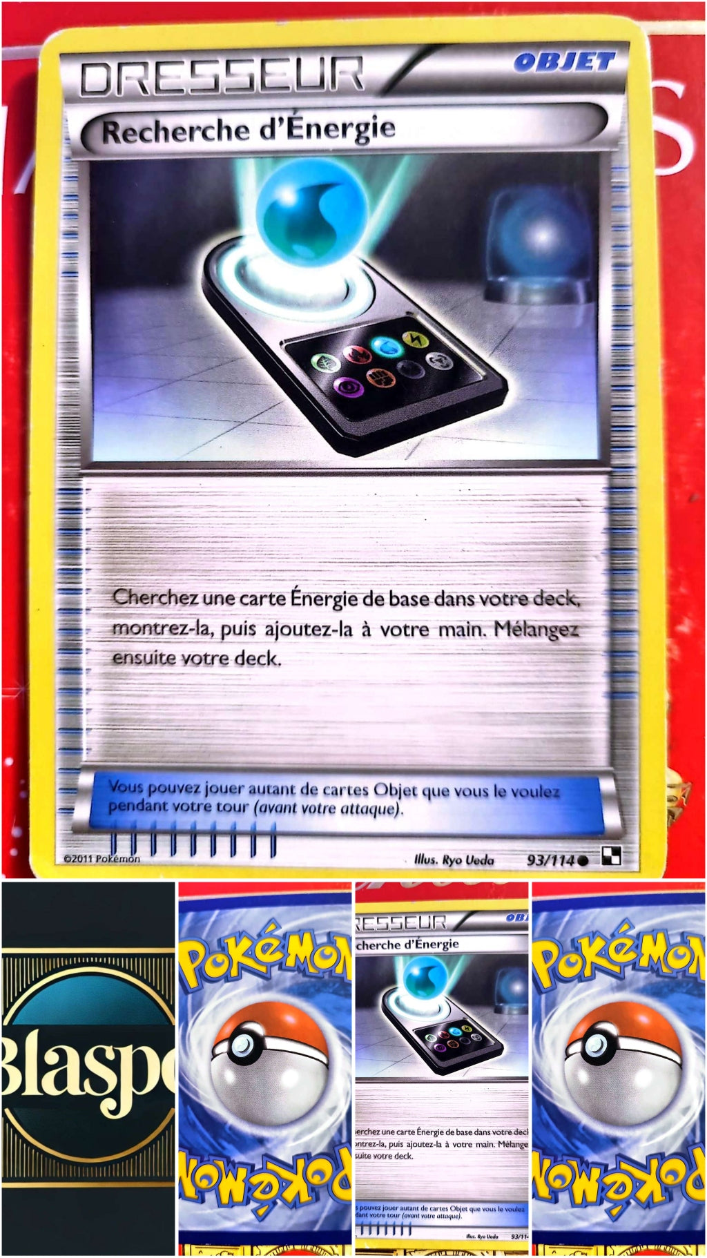 Carte Dresseur Pokémon Recherche d’Énergie 93/114 – Noir & Blanc – Carte Officielle carte pokemon