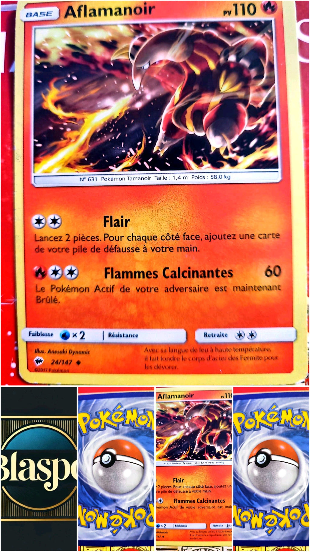 Carte Pokémon Aflamanoir 24/147 – Soleil et Lune – Carte Officielle Française carte pokemon