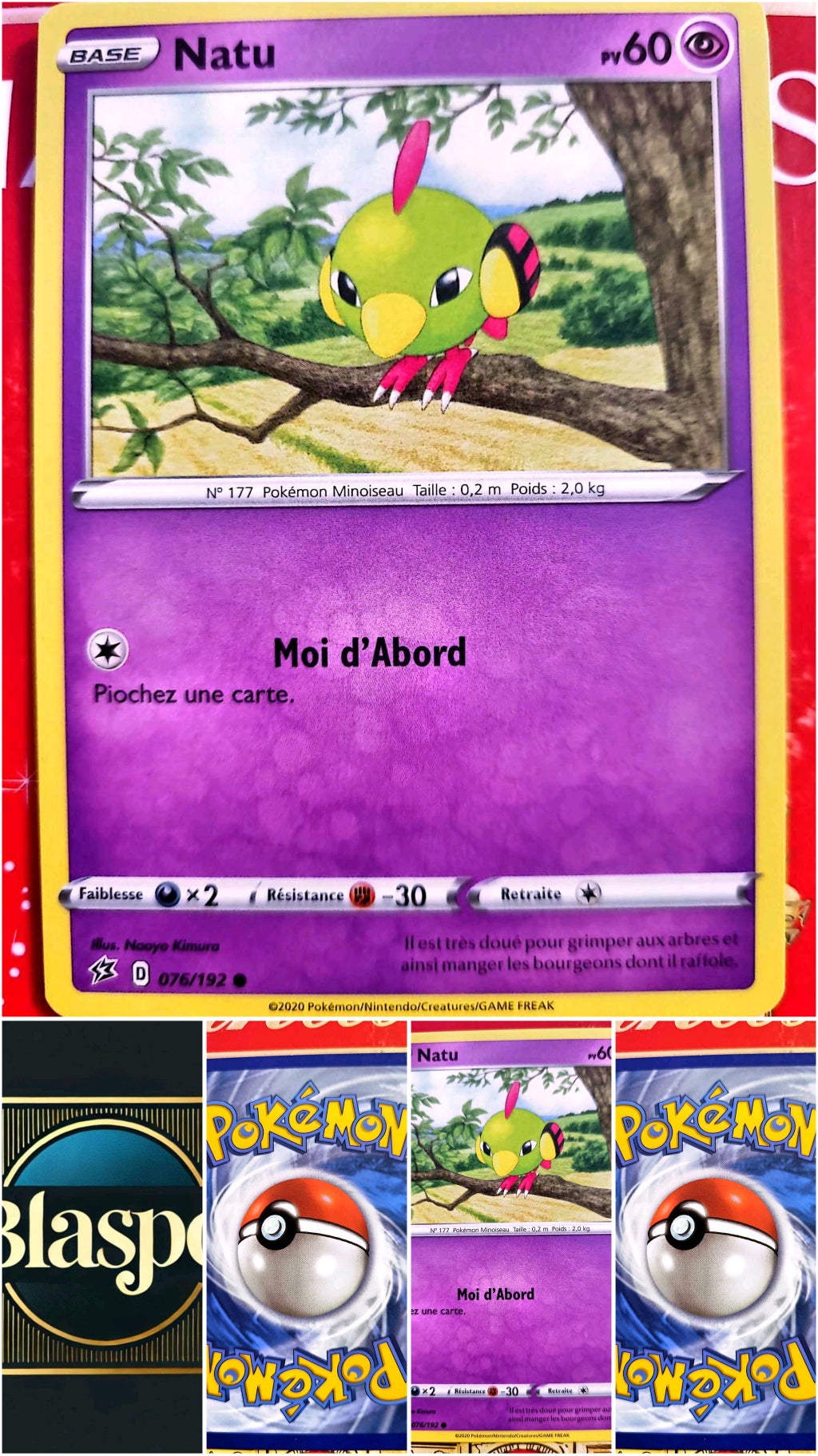 Carte Pokémon Natu 076/192 – Épée et Bouclier – Carte Officielle carte pokemon