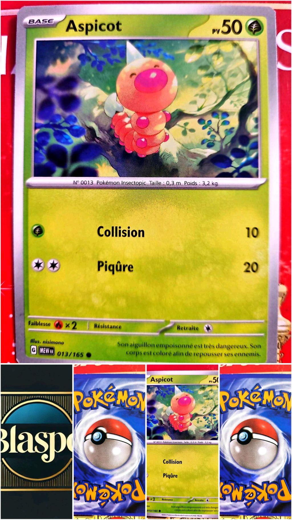 Carte Pokémon Aspicot 013/165 – Écarlate et Violet – Carte Officielle carte pokemon