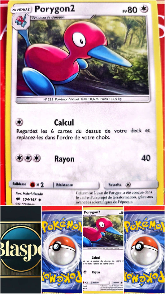 Carte Pokémon Porygon2 104/147 – Soleil et Lune – Carte Officielle carte pokemon