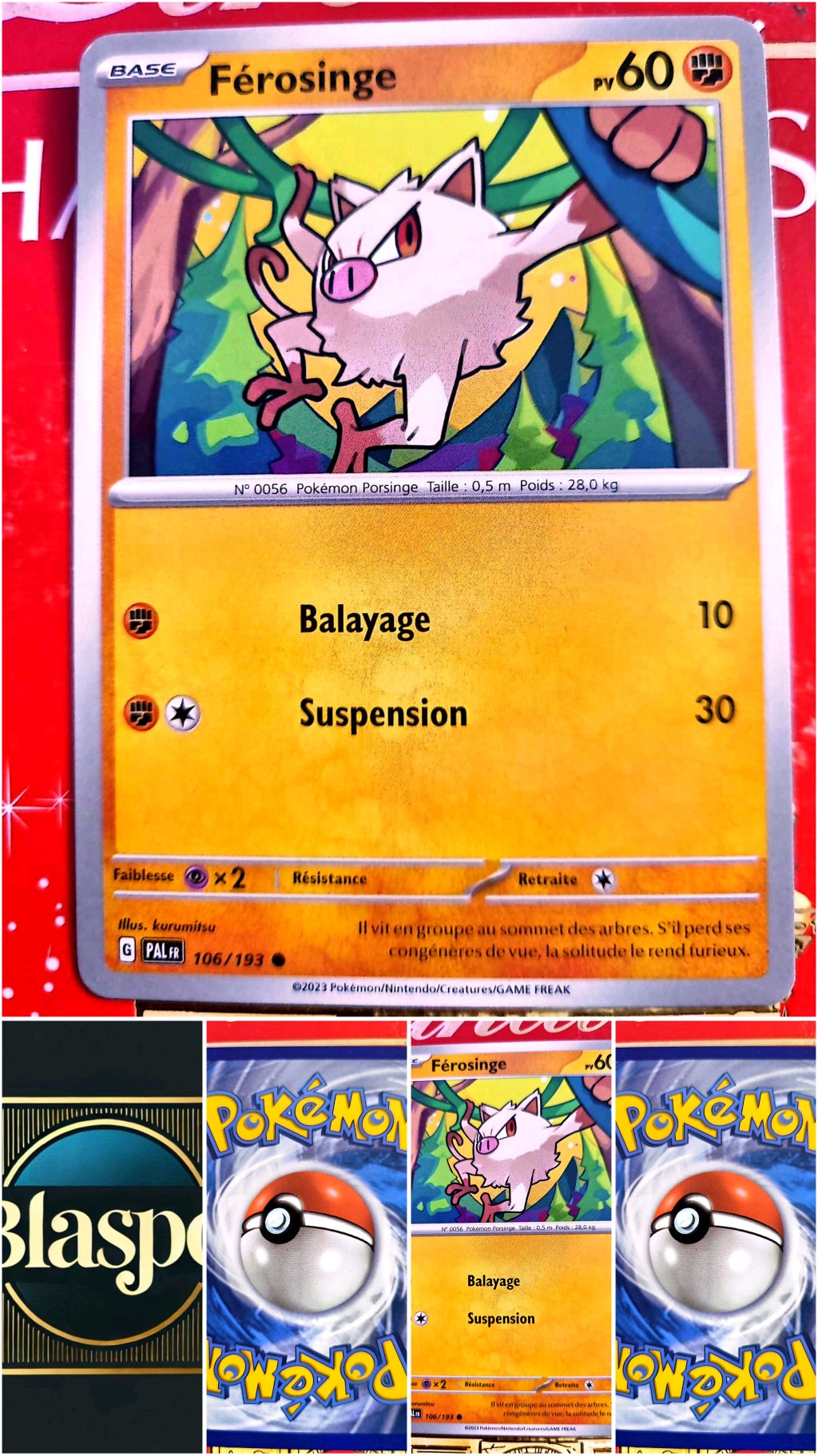 Carte Pokémon Férosinge 106/193 – Écarlate et Violet – Carte Officielle carte pokemon