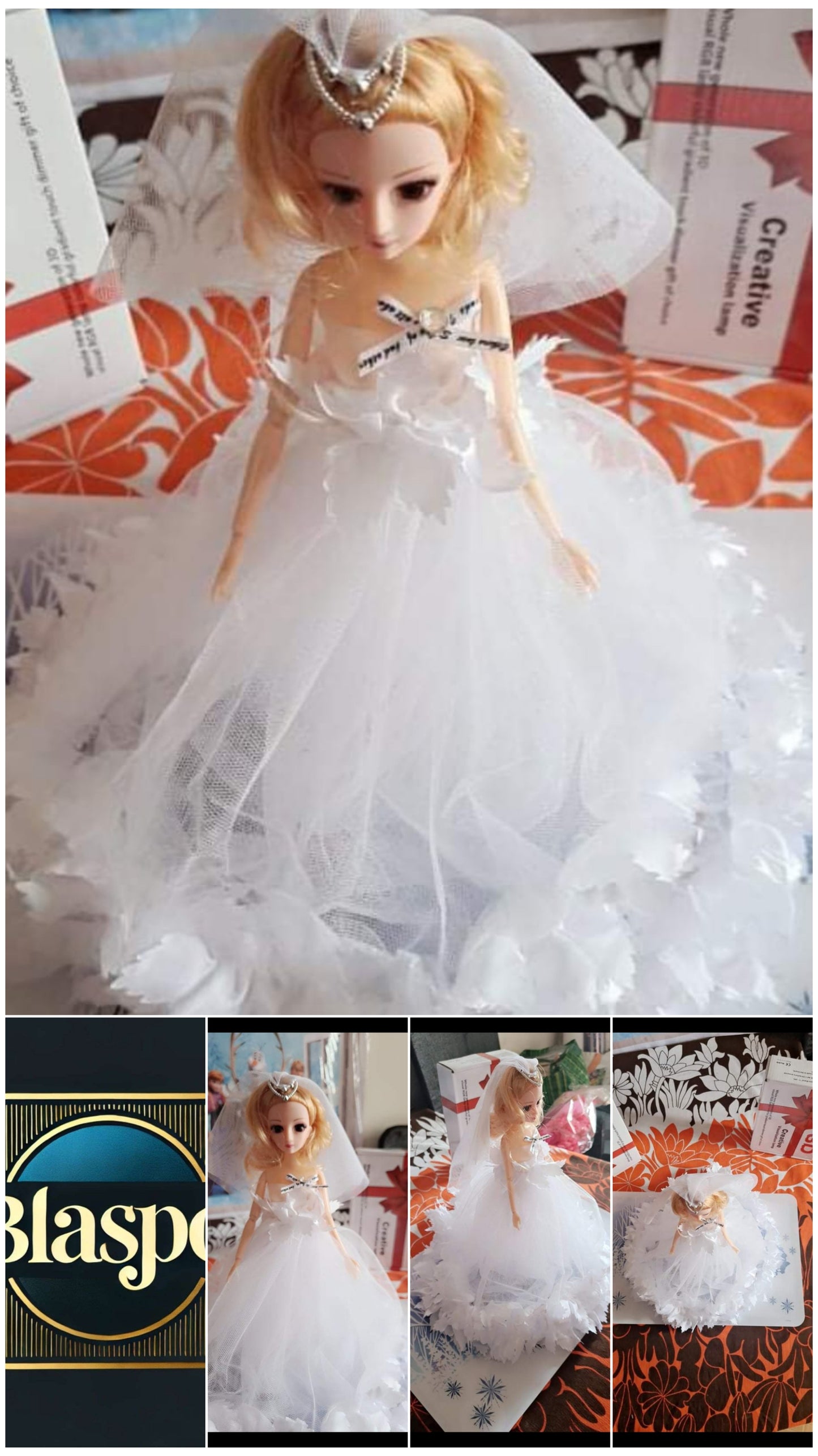 Poupée mariée 30–31 cm – Robe blanche de cérémonie – Figurine décorative Sweet Days