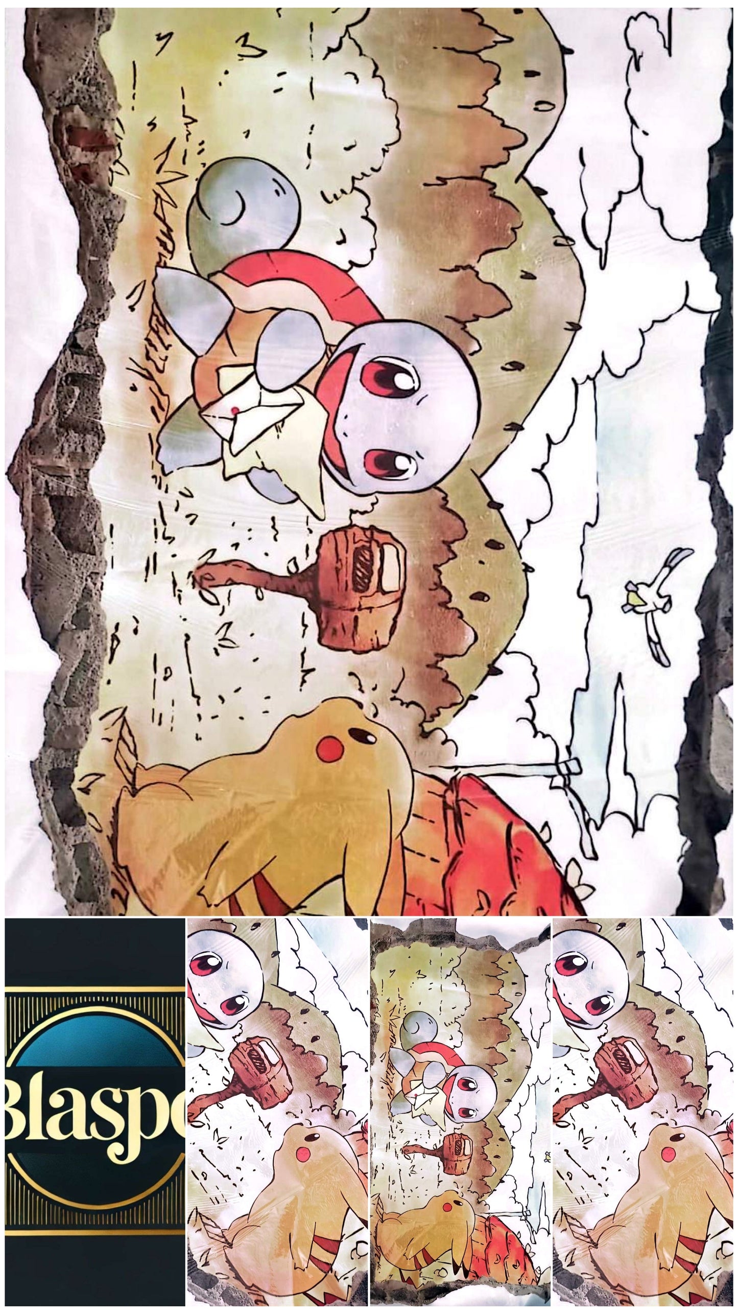 Sticker Mural Pokémon 90 x 60 cm – Pikachu et Carapuce – Décoration Murale Manga – Autocollant Grand Format
