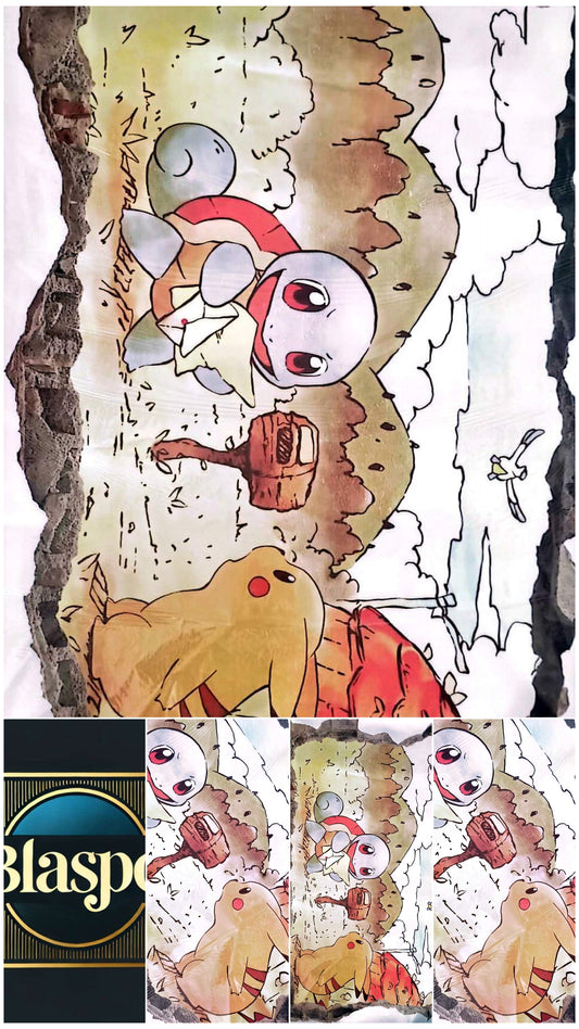 Sticker Mural Pokémon 90 x 60 cm – Pikachu et Carapuce – Décoration Murale Manga – Autocollant Grand Format