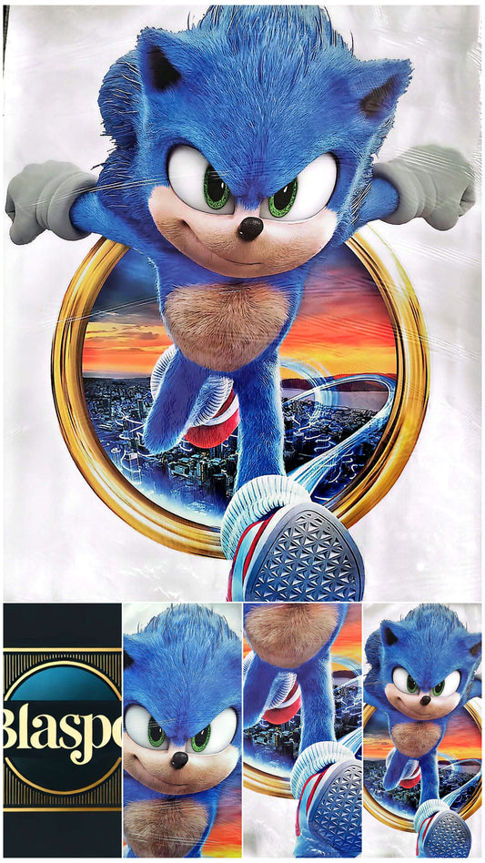 Sticker mural SONIC hérisson bleu 90x60 cm – Décoration murale chambre gamer enfant et ado