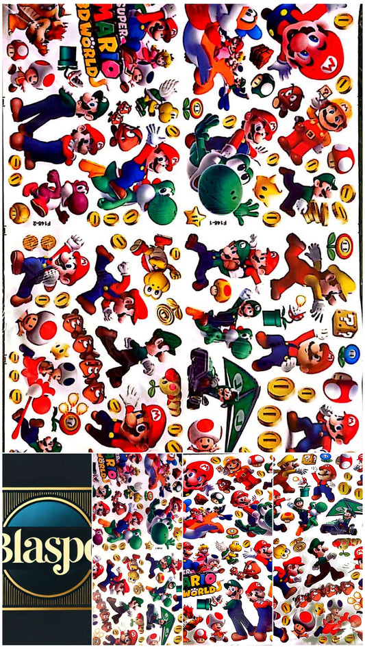 Sticker mural géant Super Mario 3D World – Mario Luigi Yoshi Toad Bowser – Décoration murale gaming enfant chambre – Autocollant XXL