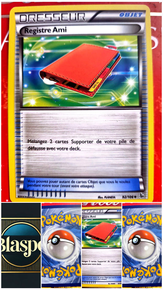 Carte Pokémon Dresseur Registre Ami 92/106 – Version française – Carte à l’unité