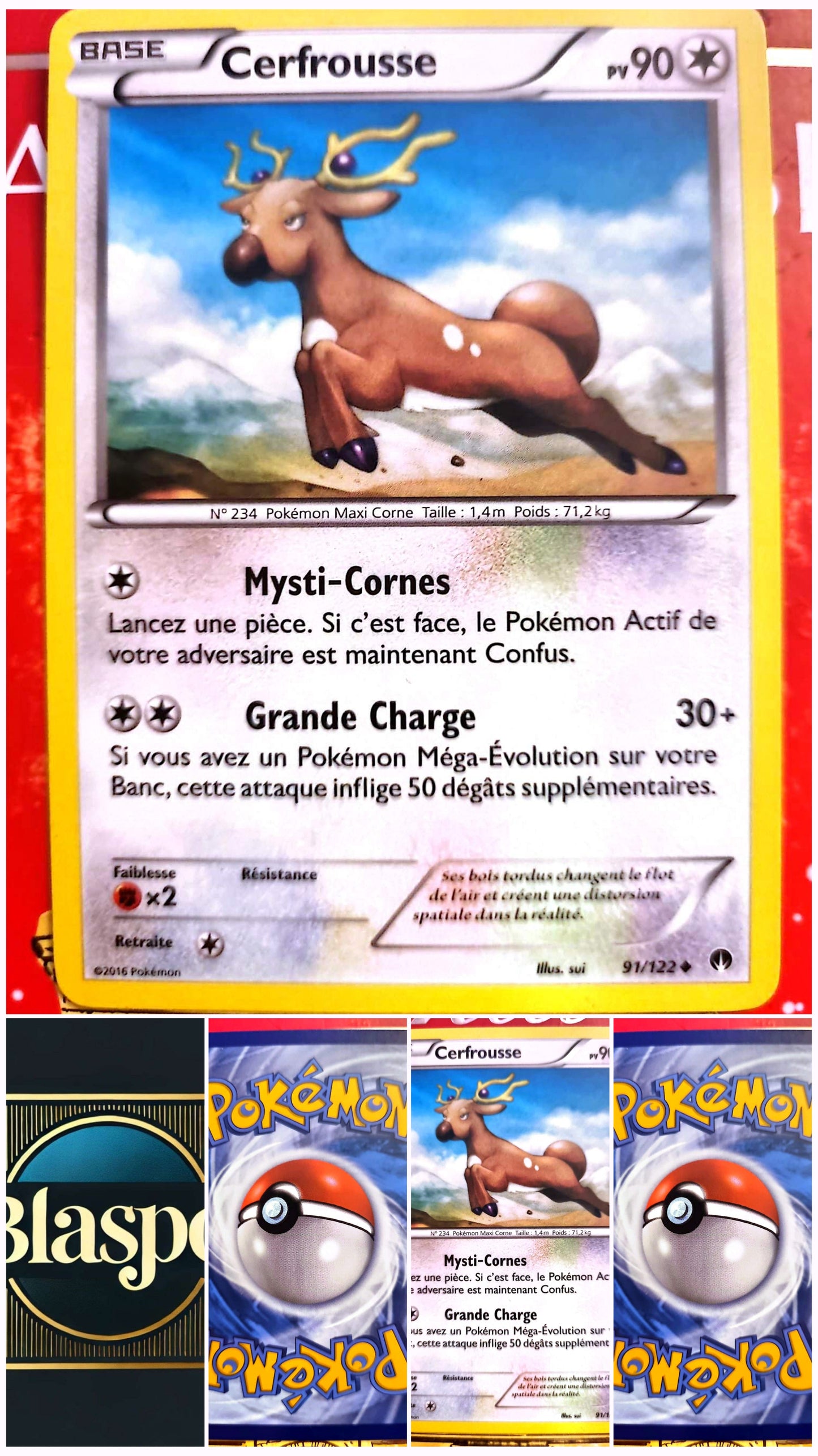 Carte Pokémon Cerfrousse 91/122 – PV 90 – Version française – Carte à l’unité