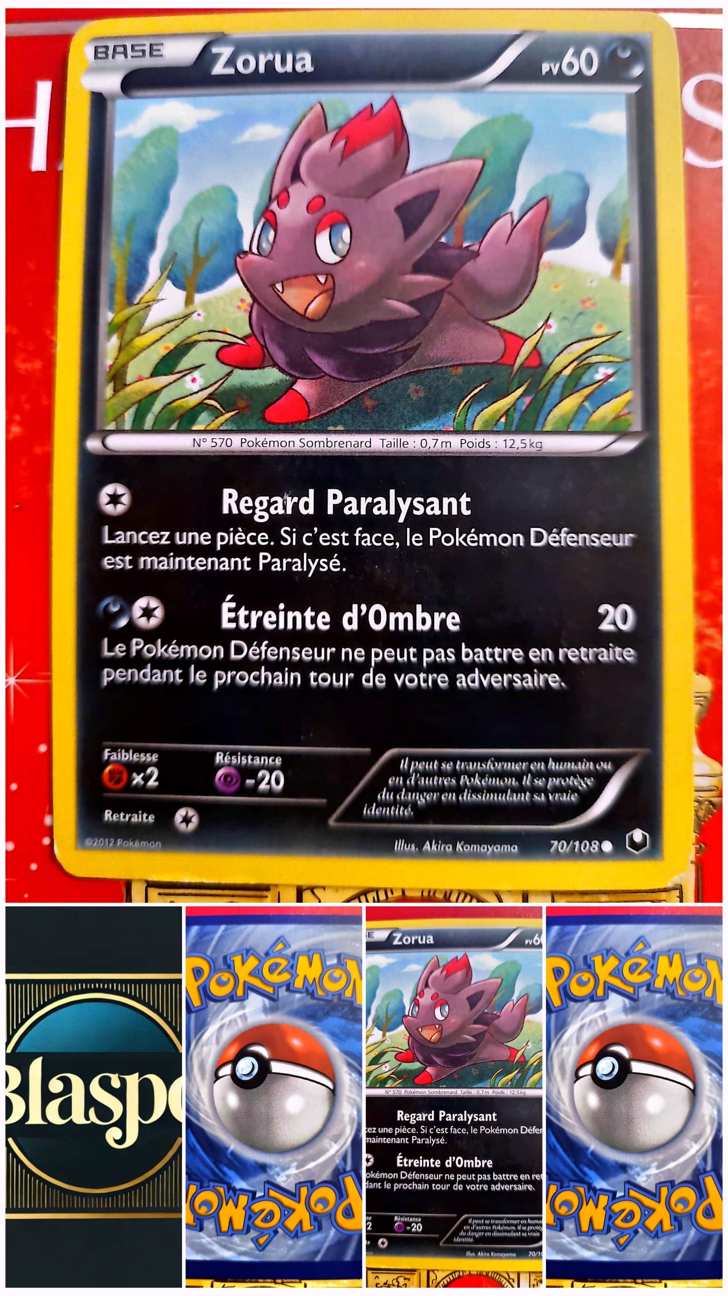 Carte Pokémon Zorua 70/108 – Pokémon Sombrenard – Carte Officielle Française