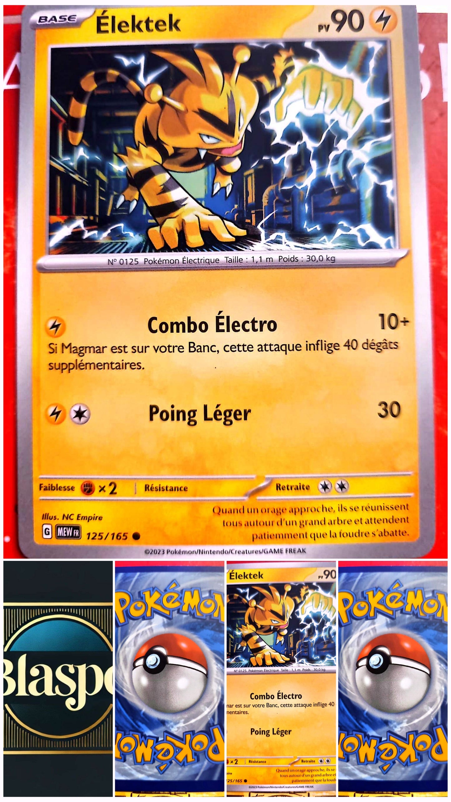 Carte Pokémon Élektek 125/165 – Pokémon Électrique – Carte Officielle Française